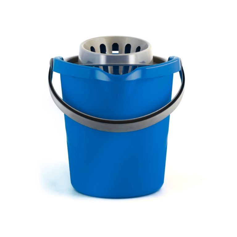 CUBO OVAL AZUL CON ESCURRIDOR.